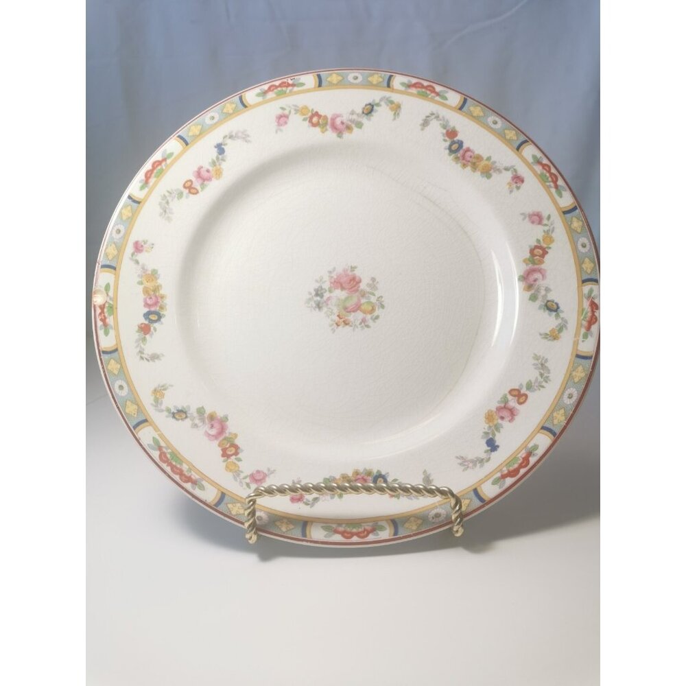 Plate Hand Painted antique early 1900s Johnson Brothers includes antique stand